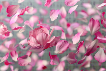 Aufkleber - Pink flowers floating in the air, perfect for spring-themed designs