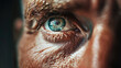 Close up of a person's eye with water droplets. Suitable for eye care products advertisement