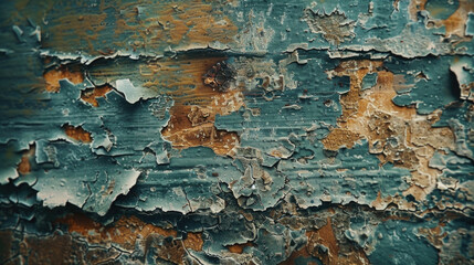 Poster - Detailed shot of peeling paint on a wall, perfect for texture backgrounds