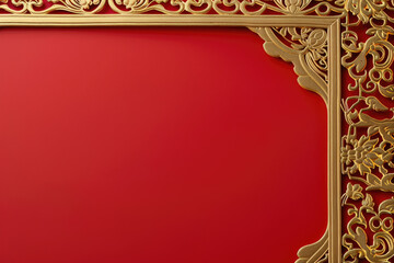 Poster - A luxurious gold frame against a vibrant red backdrop. Perfect for adding elegance to any design project