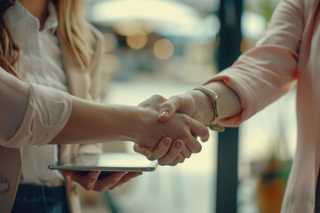 Aufkleber - Two people shaking hands, suitable for business concepts