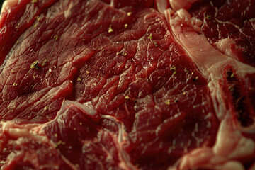 Poster - A close up of a piece of meat on a table. Suitable for food industry promotions