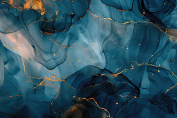 Poster - Detailed close up of a blue and gold painting, suitable for various design projects