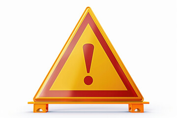 Poster - A yellow triangular warning sign with a red exclamation mark. Suitable for safety and caution concepts