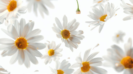 Poster - White flowers floating gracefully in mid-air, perfect for various design projects