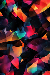 Poster - Various colored shapes on a dark background, suitable for graphic design projects