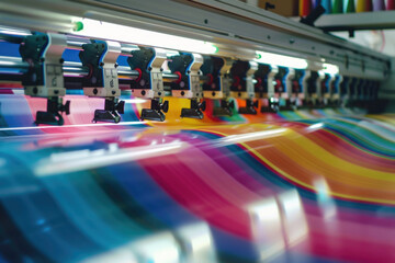 Poster - Machine printing rainbow colored sheet, suitable for design projects