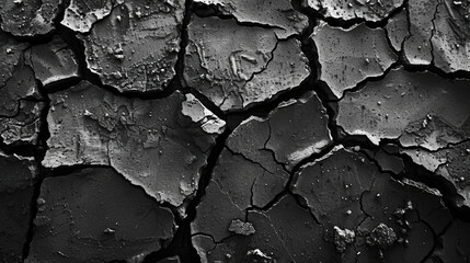 Poster - A black and white photo of a cracked wall texture. Suitable for backgrounds or design projects