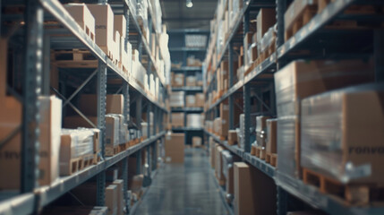 Aufkleber - A large warehouse filled with boxes. Suitable for industrial concepts