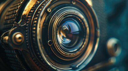 Poster - Detailed close up view of a camera lens. Suitable for photography enthusiasts