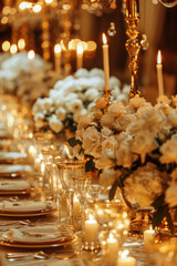 Poster - A beautifully decorated table with candles and flowers, perfect for special occasions