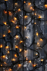 Poster - Detailed shot of lights on a wooden wall, suitable for backgrounds