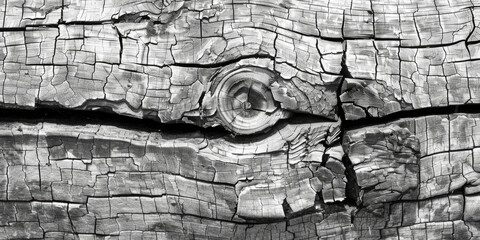 Poster - Detailed black and white photo of a piece of wood. Great for backgrounds or textures