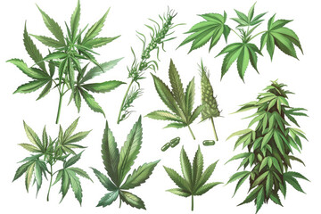 Poster - Assorted marijuana leaves for medical and recreational purposes
