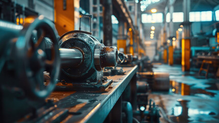 Wall Mural - A machine shop filled with various machines. Ideal for industrial concepts