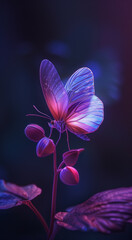 Wall Mural - a striking butterfly with wings that mimic the pink petals of the flower it rests on