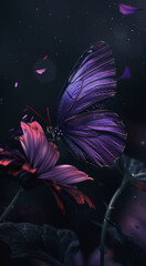 Wall Mural - a striking butterfly with wings that mimic the pink petals of the flower it rests on