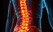 A back pain on the spine area. Medical illustration style