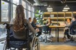 © Pavel Vorobev - girl in a wheelchair in the office