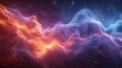 Artificial image of a purple lightning storm in space with red and blue hues