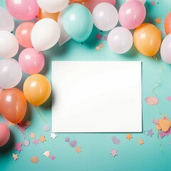 Sticker - card with balloons and confetti