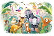 animals kids write read reading literature vector class how education watercolor learning studying adorable style forest book african abc illustration animals animals jungle