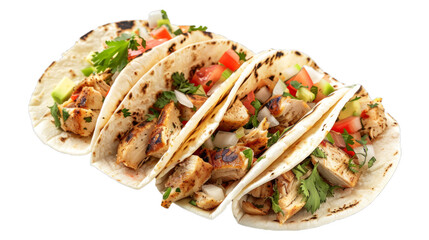 Wall Mural - Chicken Tacos isolated on transparent png background. Generative ai 