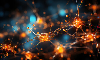 Wall Mural - abstract background, neural circuits, neuron cells concept.