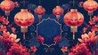 Background with red oriental lanterns