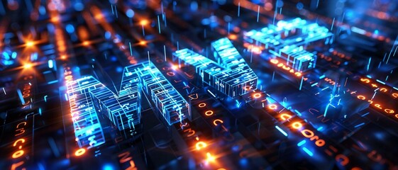 blue matrix binary code forms the acronym MVP , symbolizing the concept of Minimum Viable Product .
