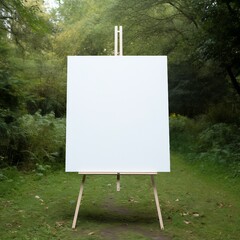 Canvas Print - easel with blank canvas on the grass