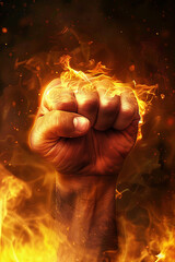 Wall Mural - A closeup shot of a fist up in the air to fight for your right