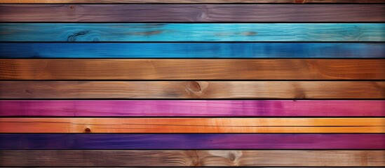 Canvas Print - A detailed picture of a wooden wall showcasing a variety of vibrant colors including purple, pink, violet, and magenta, possibly from wood stain or flooring tints and shades