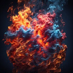 Wall Mural - Background of colorful smoke fire, 3D full of style, full-screen image 