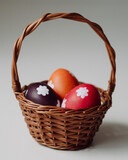 Fototapeta Tęcza - Osterkorb mit Eiern auf weißem Hintergrund