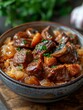 Stewed sauerkraut with cooked meat bites polish athentic bigos