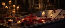 Valentine's Togetherness: Champagne and Candle by Jacuzzi