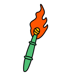 Sticker - Medieval torches with burning fire