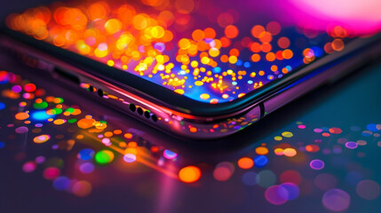 A closeup of a smartphone screen featuring quantum dots illustrating the potential for technology to be integrated into everyday devices and revolutionize the way we