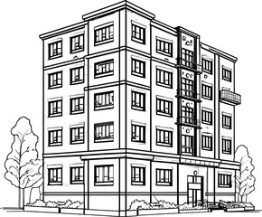 Wall Mural - apartment building sketch drawing