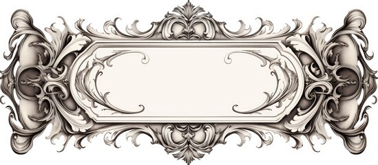 Sticker - A monochromatic illustration of a rectangular decorative frame on a white background, showcasing creative arts and intricate patterns with a touch of symmetry and elegance