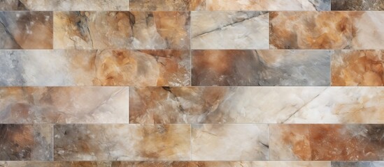 Poster - A detailed closeup of a wood tile wall featuring a luxurious marble texture. The intricate pattern of rectangles creates a stunning art piece in any building material or composite material flooring