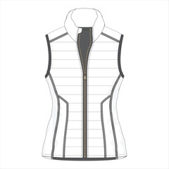 Poster - vest sleeveless with zipped.puffer winter.Vector technical sketch.Puffer Vest technical fashion Illustration