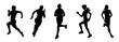 © anom_t - Collection silhouette of a sporty female in running pose. Group silhouette of woman runners