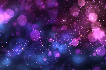 Wall Mural - Blue purple tech particle bokeh background.