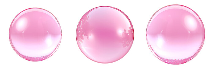 Pink ribbon ball isolated on a transparent or white background, png	
