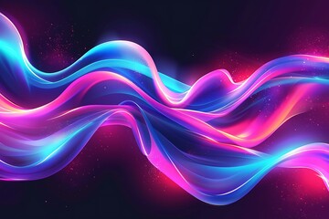 Canvas Print - Neon futuristic flow and particle on black background.