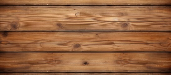 Poster - A closeup photo showcasing a brown wood plank wall with a blurred background. The hardwood flooring displays a beautiful pattern of rectangular lumber pieces