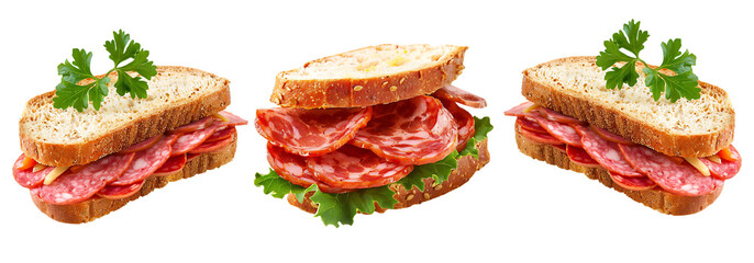 Wall Mural - sandwich with cheese and tomato isolated on a transparent or white background, png	