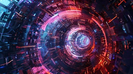 Poster - Geometry-technology-futuristic, a tunnel of space travel wallpaper background